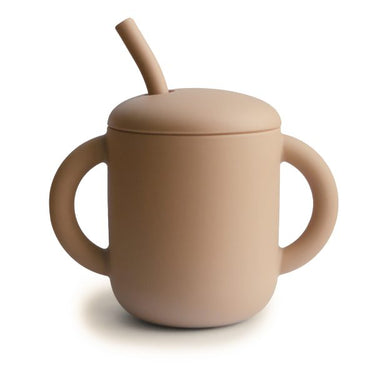 Mushie Silicone Training Cup + Straw, Natural